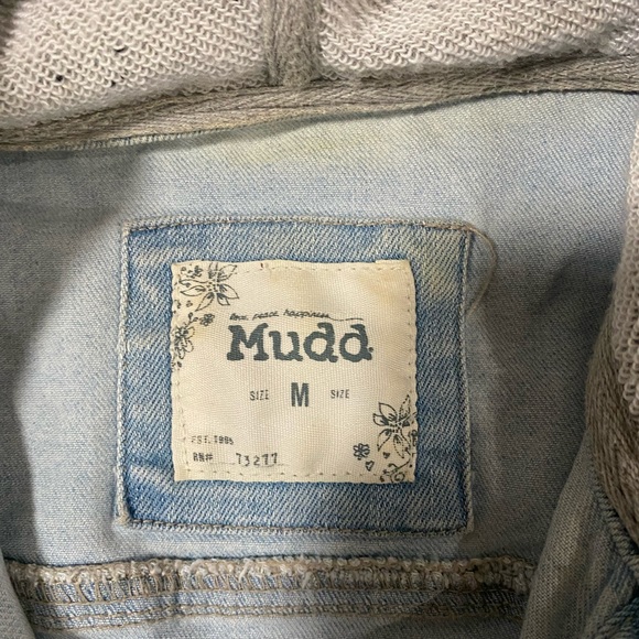 MUDD Jean Jacket with Sweatshirt Sleeves and Hood - Picture 3 of 3